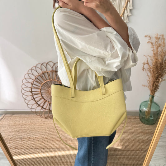 Tote estructurado piel amarillo