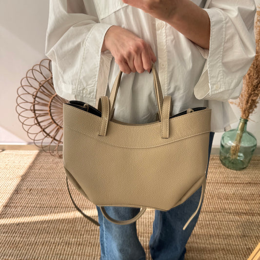 Tote estructurado piel taupe