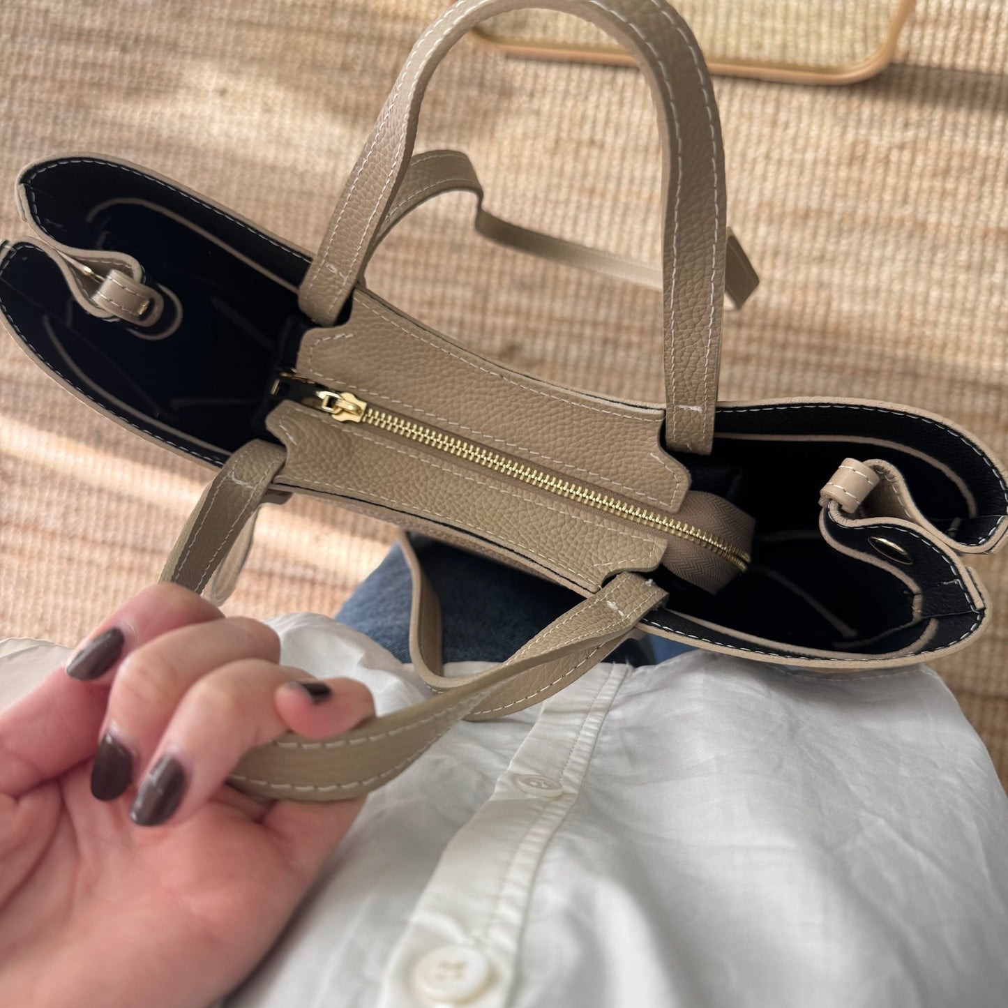 Tote estructurado piel taupe - Bubbleshopbcn