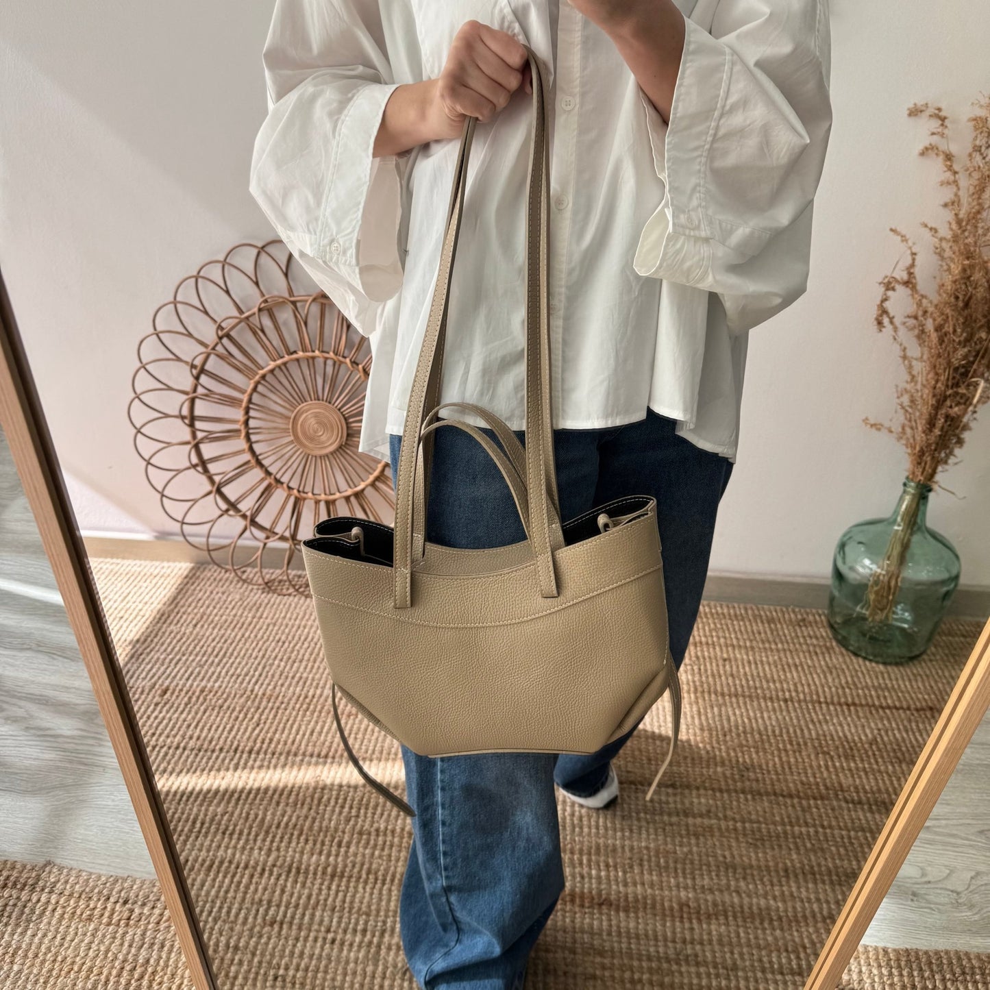 Tote estructurado piel taupe - Bubbleshopbcn