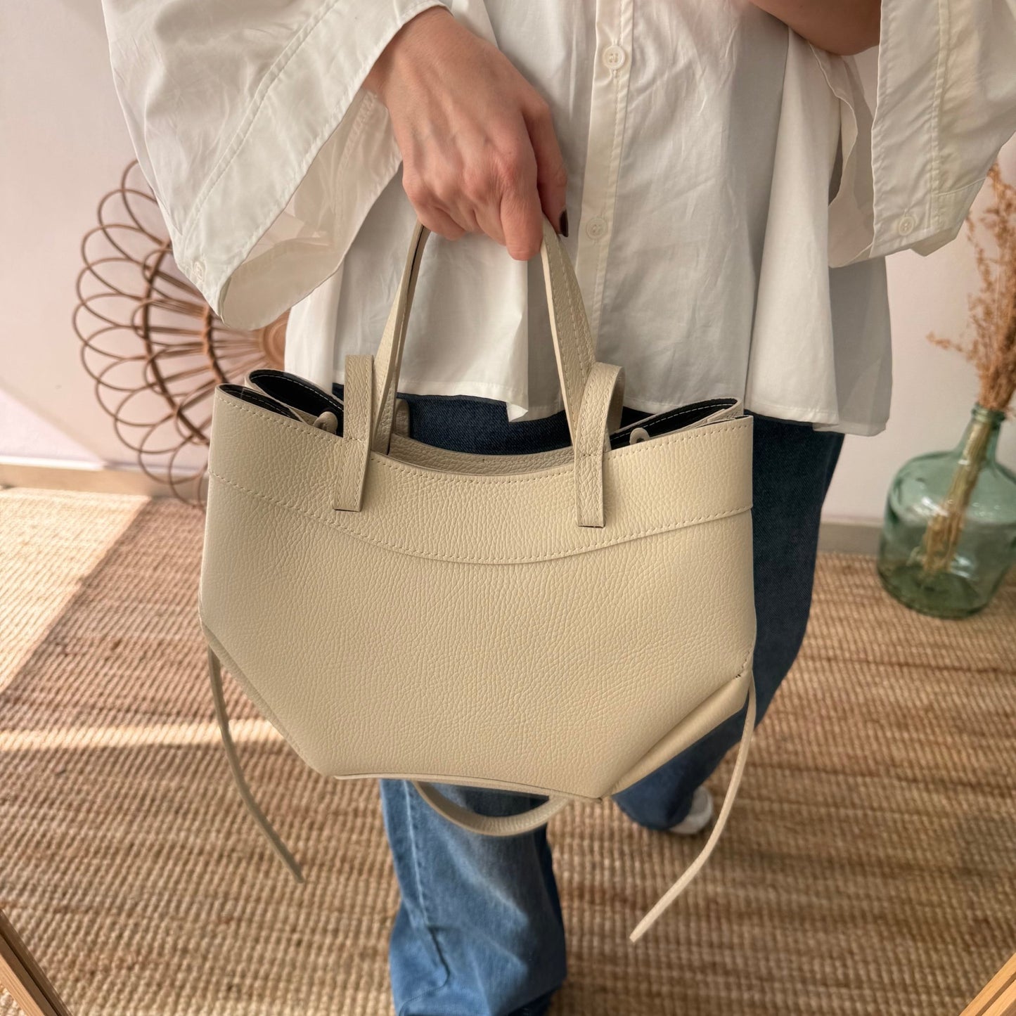 Tote estructurado piel beige - Bubbleshopbcn
