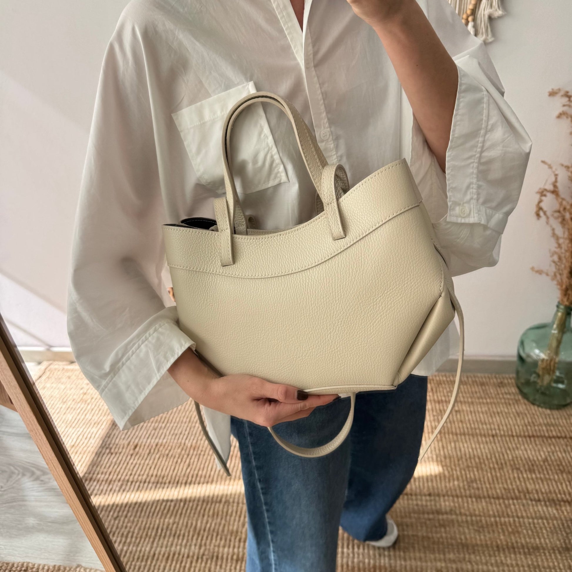 Tote estructurado piel beige - Bubbleshopbcn