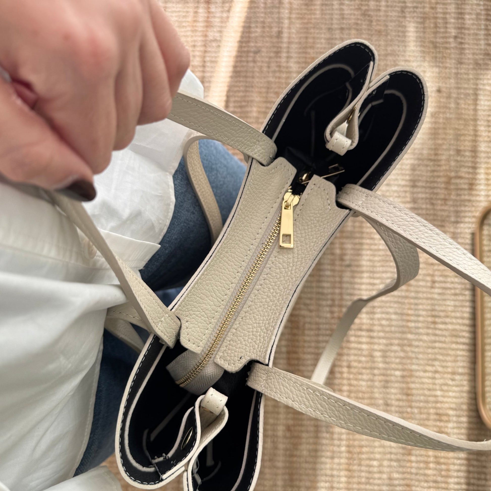 Tote estructurado piel beige - Bubbleshopbcn