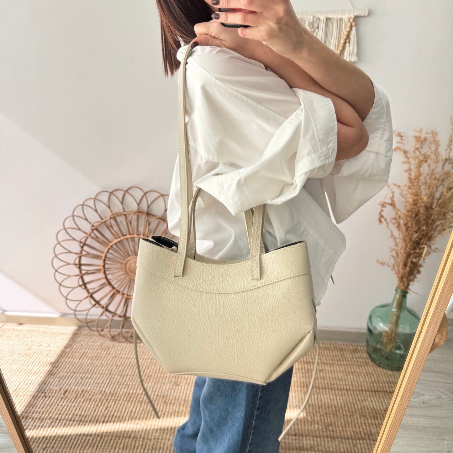 Tote estructurado piel beige - Bubbleshopbcn