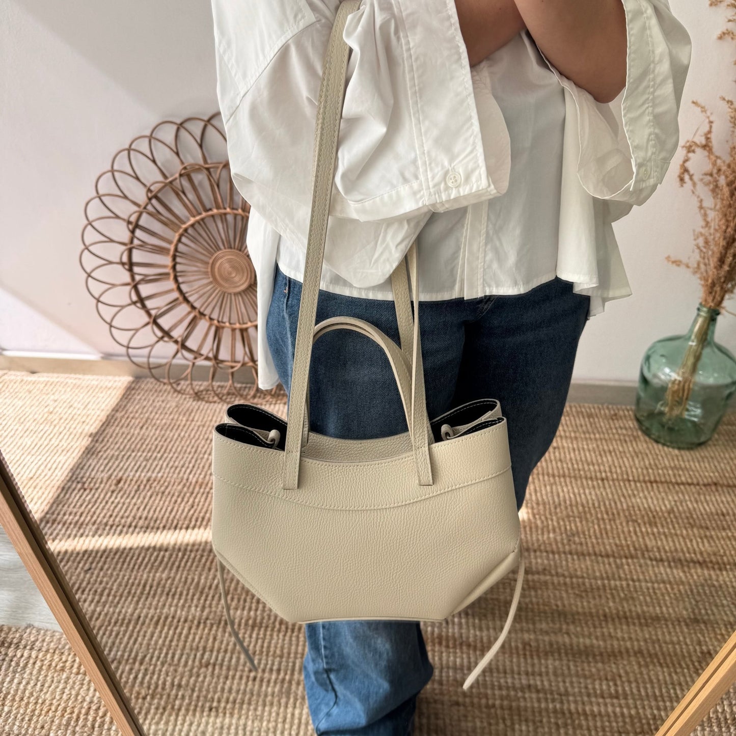 Tote estructurado piel beige - Bubbleshopbcn