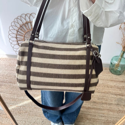 Bolso bowling rayas marrón y beige - Bubbleshopbcn