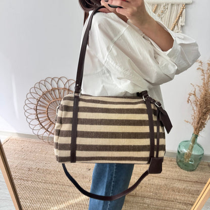Bolso bowling rayas marrón y beige - Bubbleshopbcn