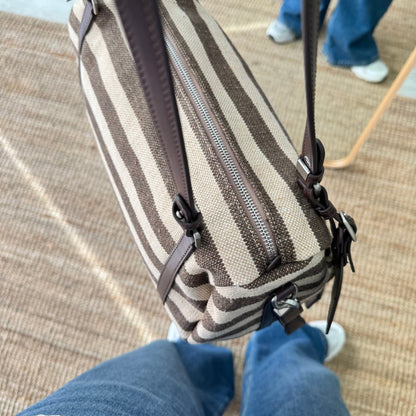 Bolso bowling rayas marrón y beige - Bubbleshopbcn