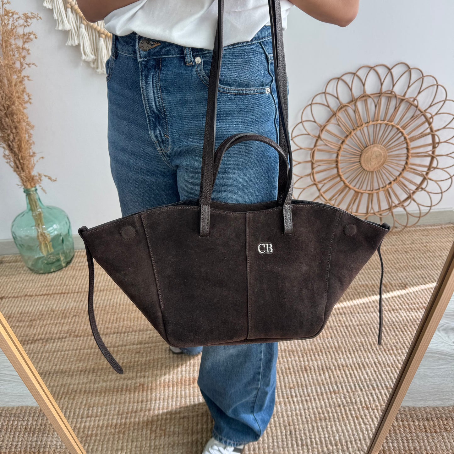 Bolso tote serraje marrón