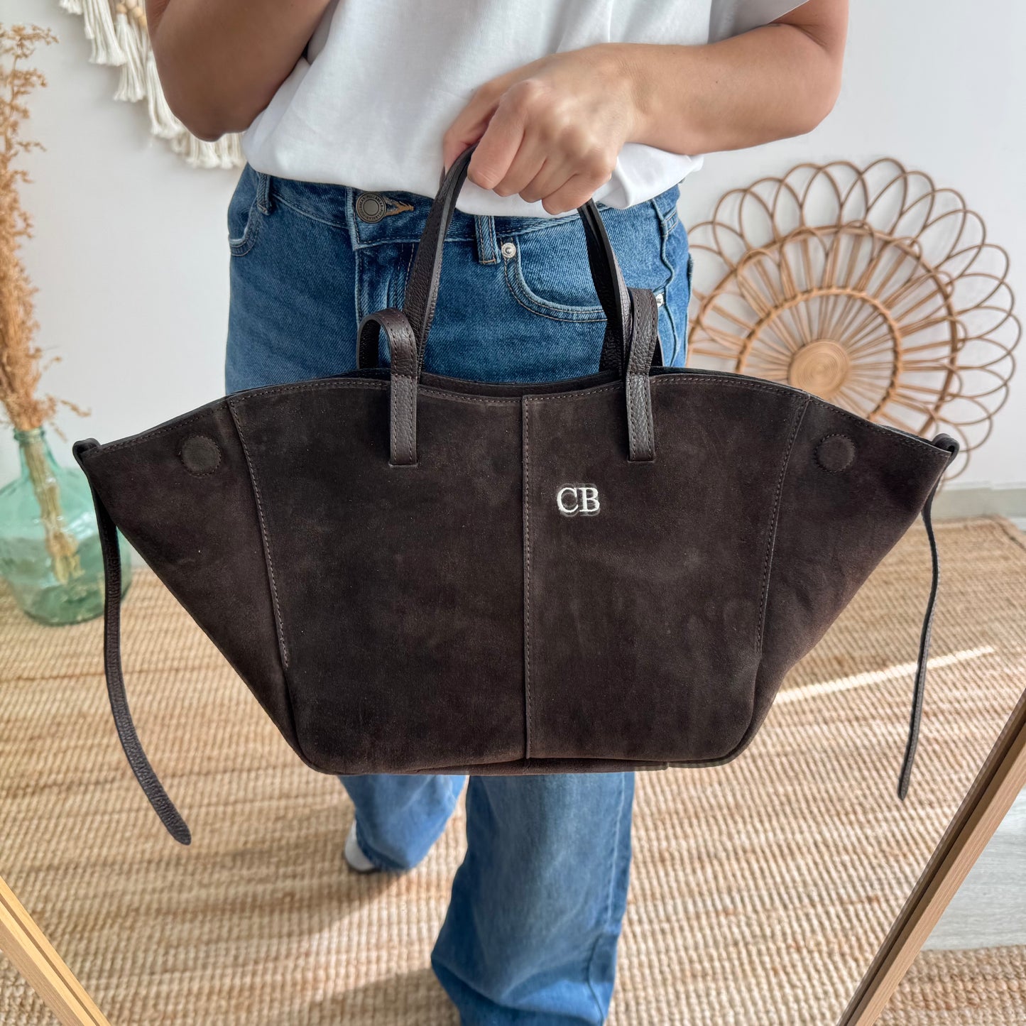Bolso tote serraje marrón