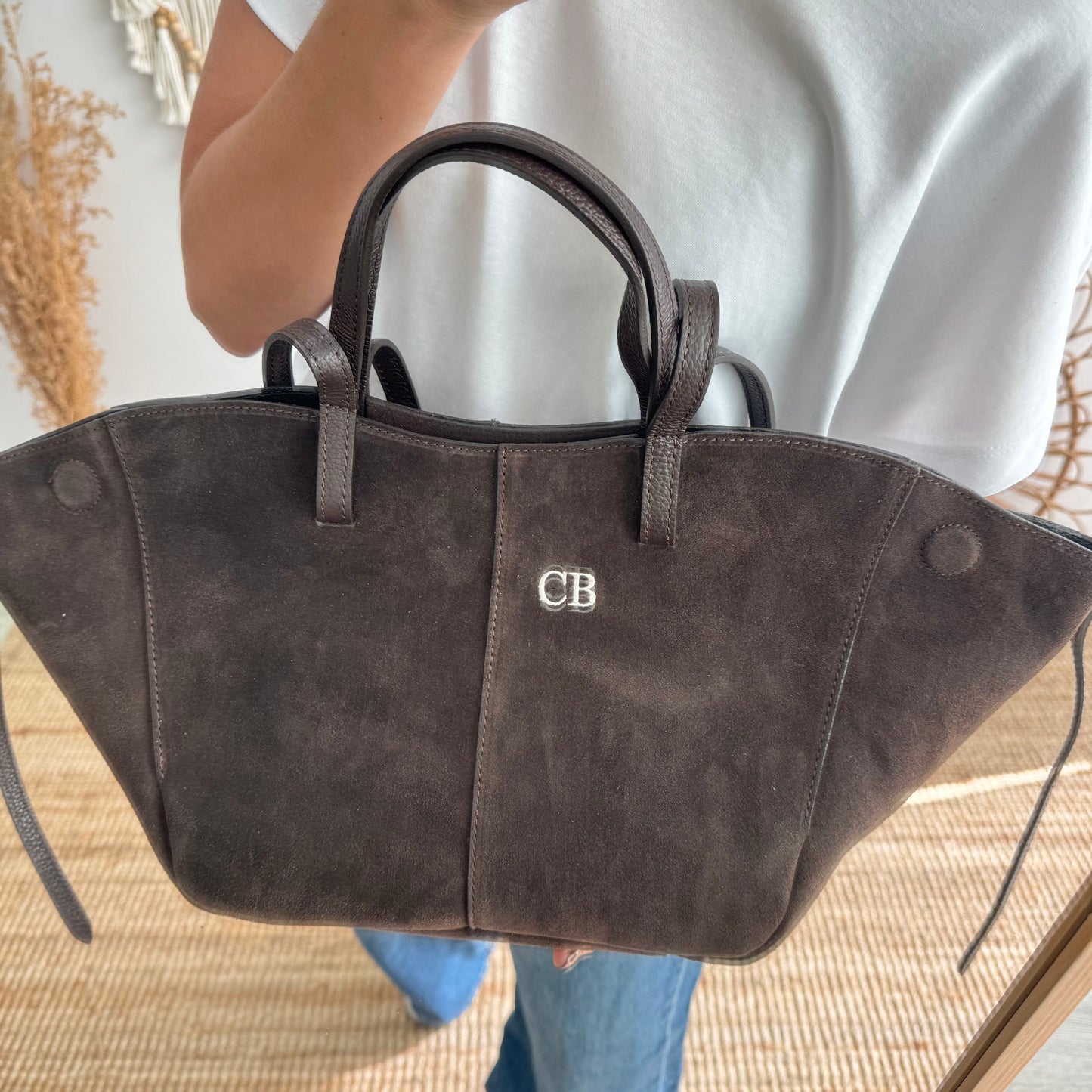 Bolso tote serraje marrón