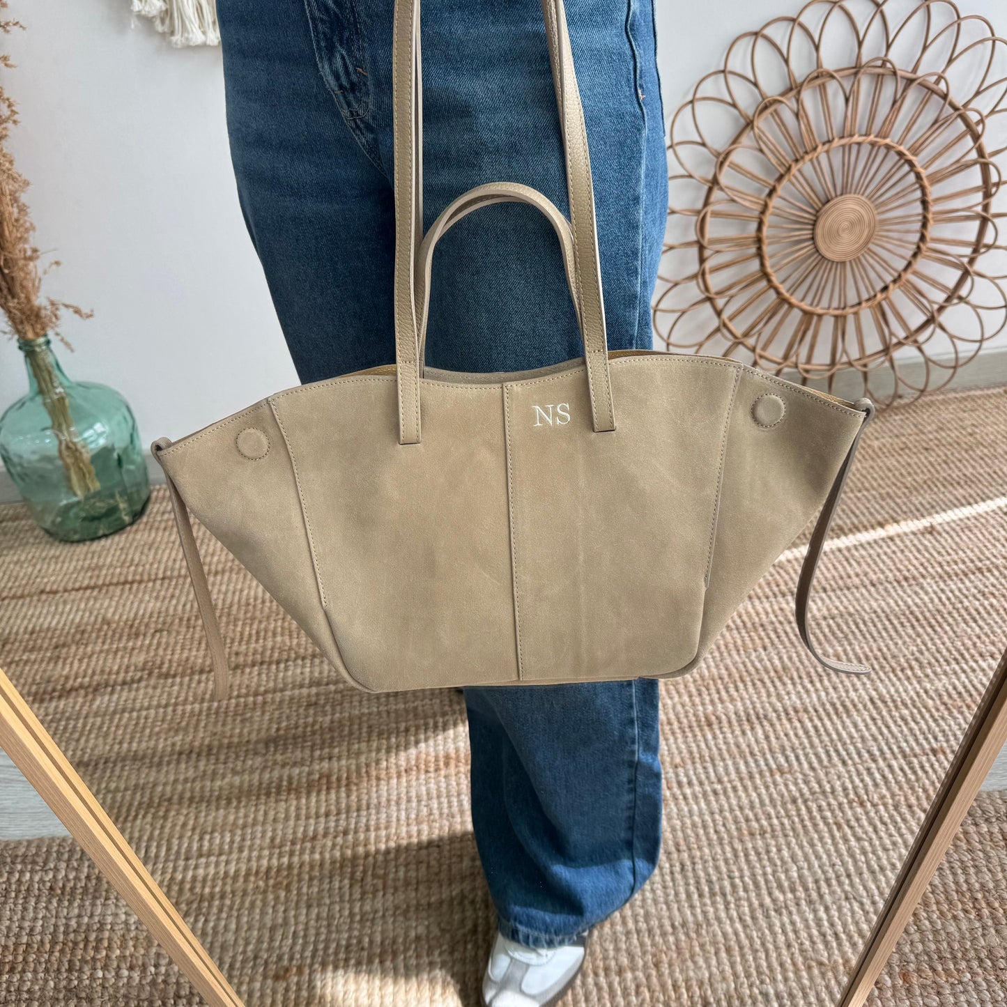 Bolso tote serraje taupe