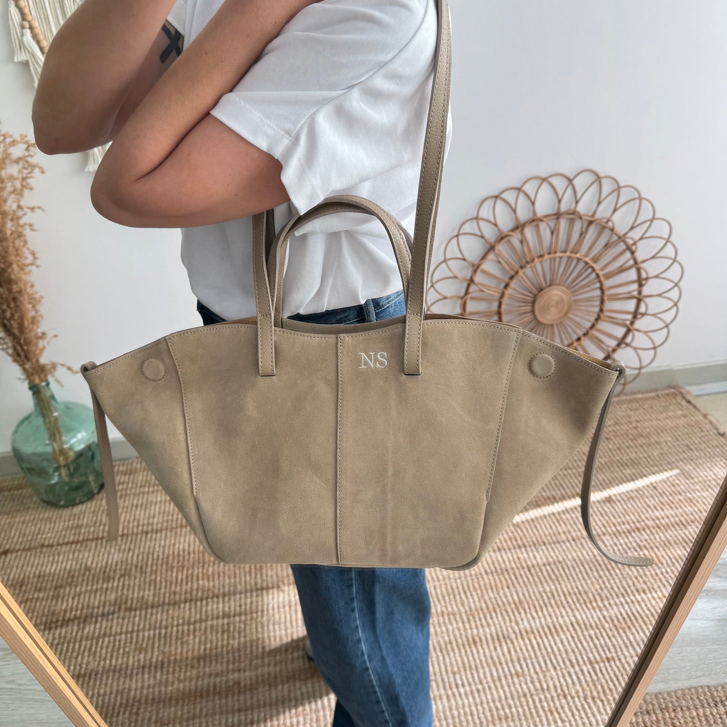 Bolso tote serraje taupe