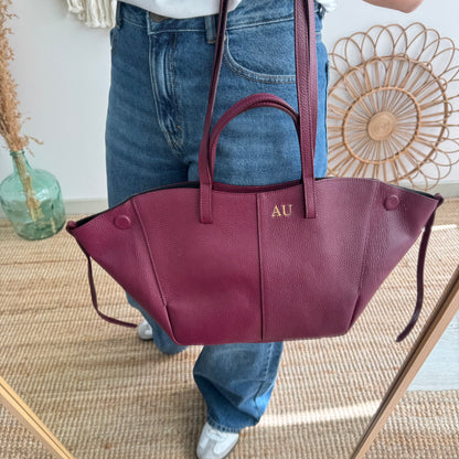 Bolso tote granate piel