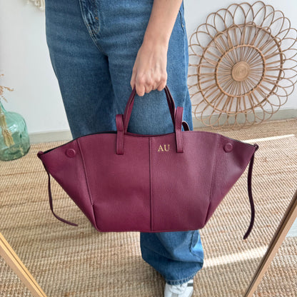 Bolso tote granate piel