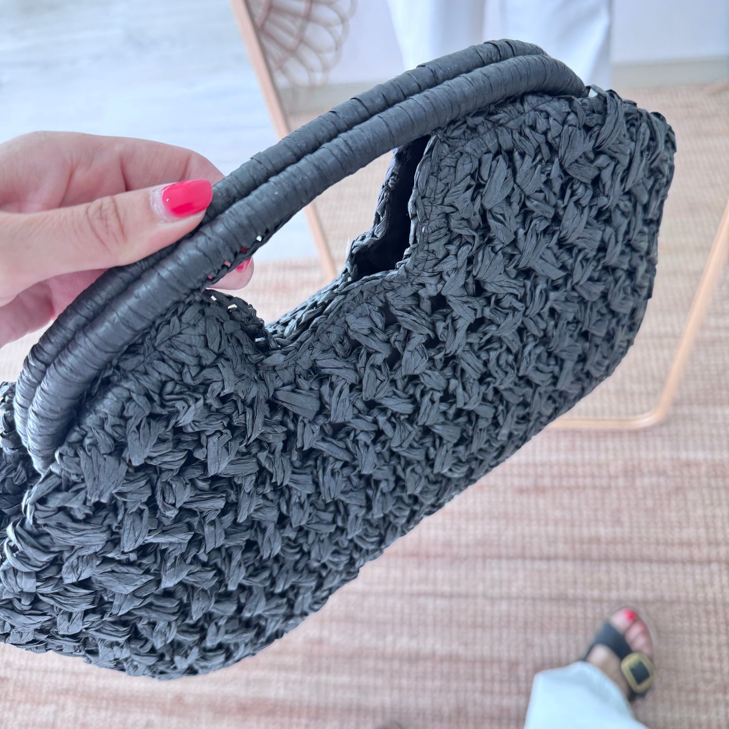 Bolso asa integrada trenzado negro