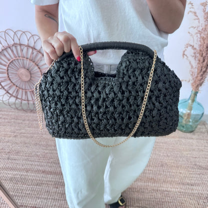 Bolso asa integrada trenzado negro