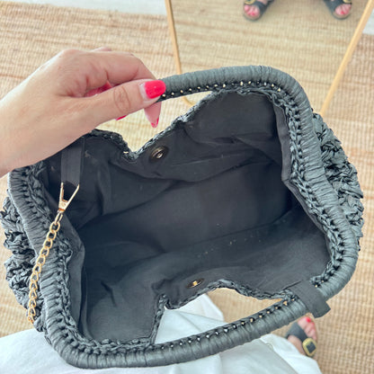 Bolso asa integrada trenzado negro