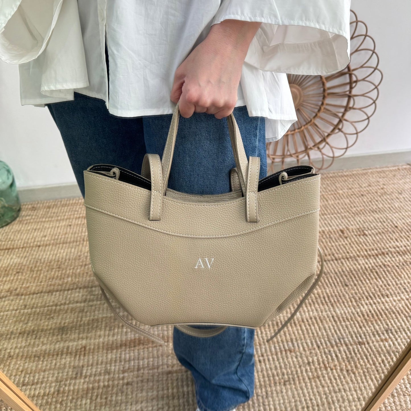 Tote estructurado piel taupe - Bubbleshopbcn