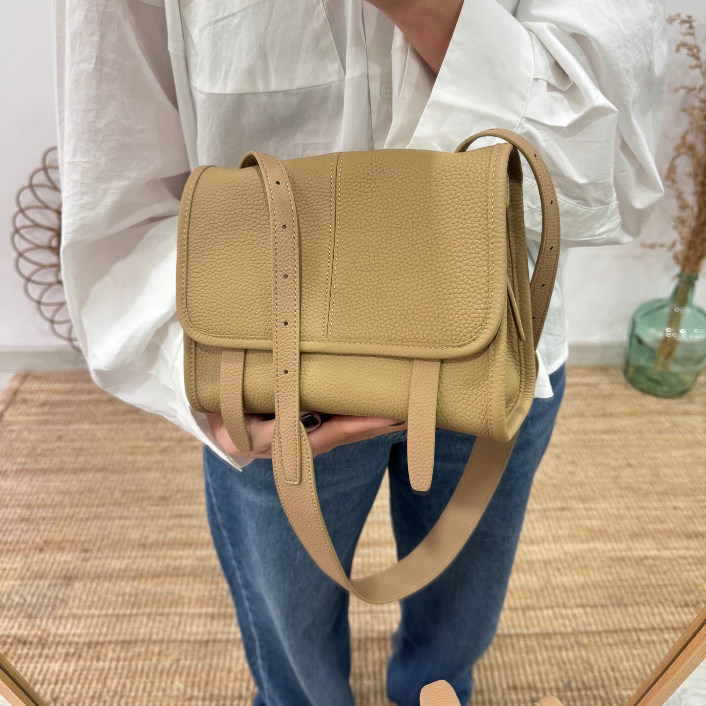 Bolso Satchel en Piel taupe