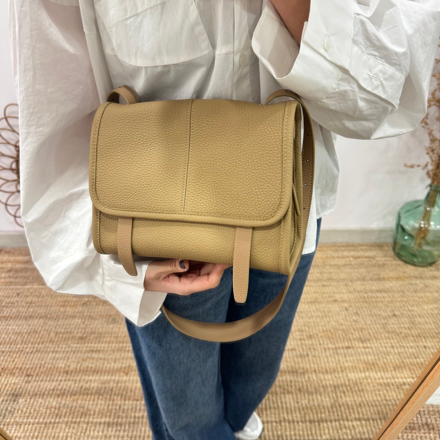 Bolso Satchel en Piel taupe