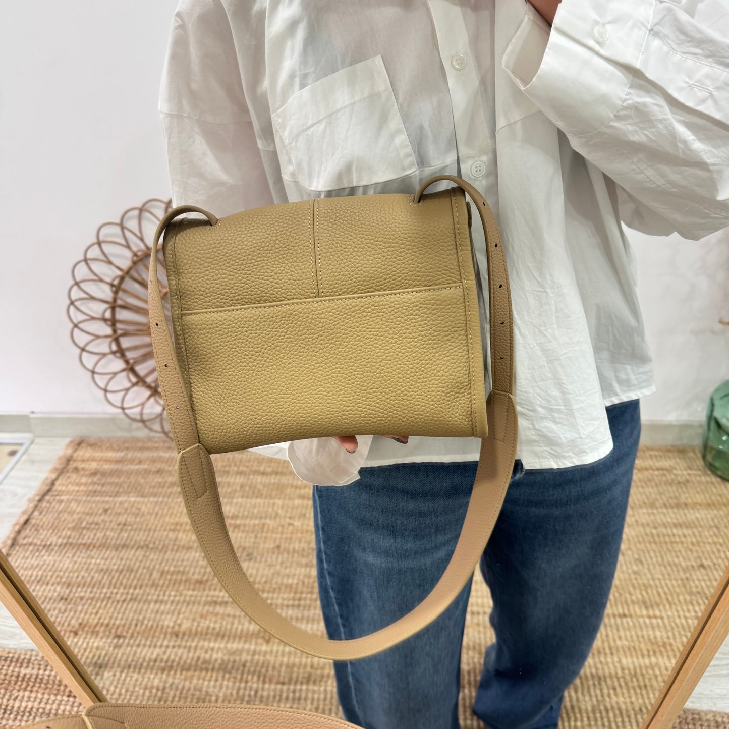 Bolso Satchel en Piel taupe