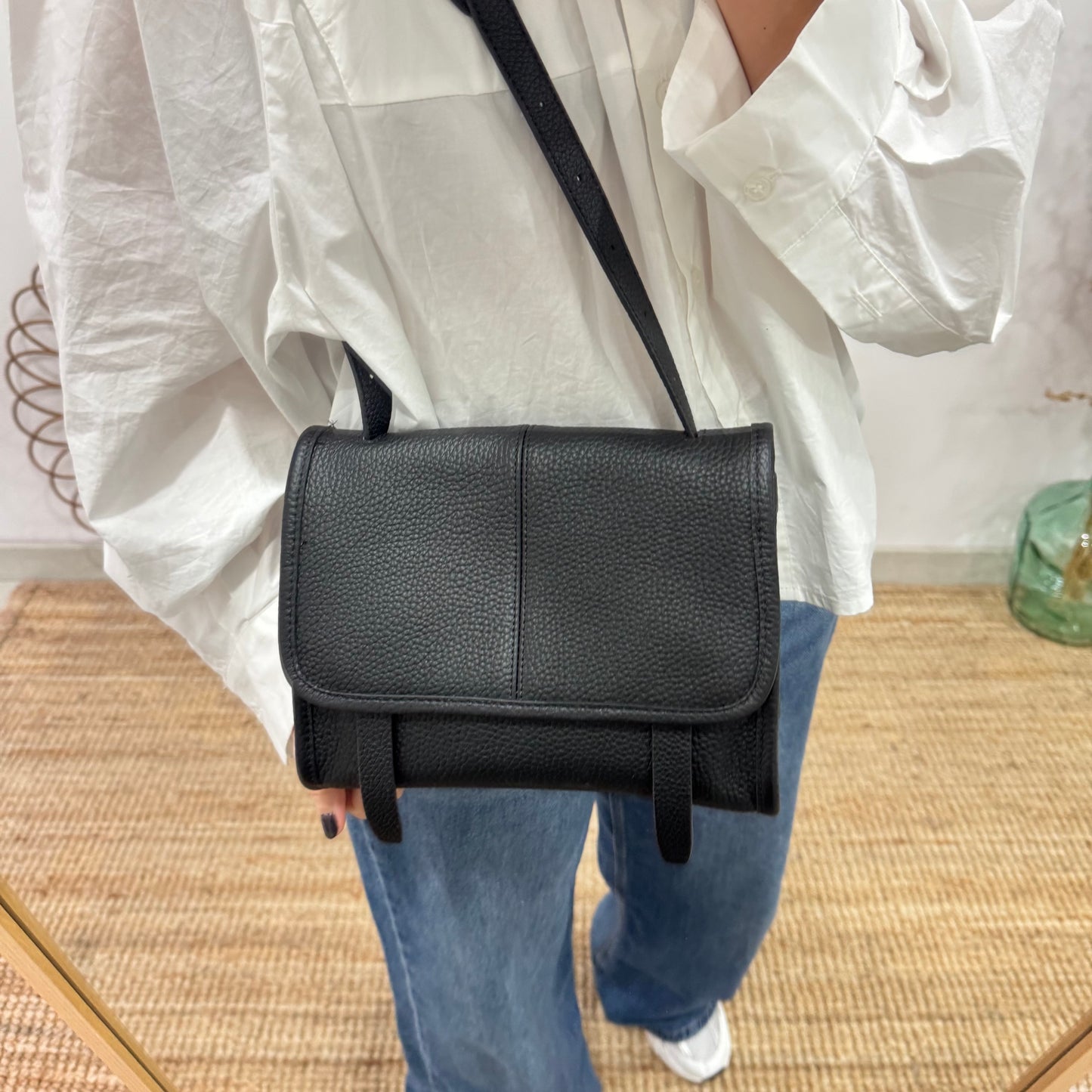 Bolso Satchel en Piel negra