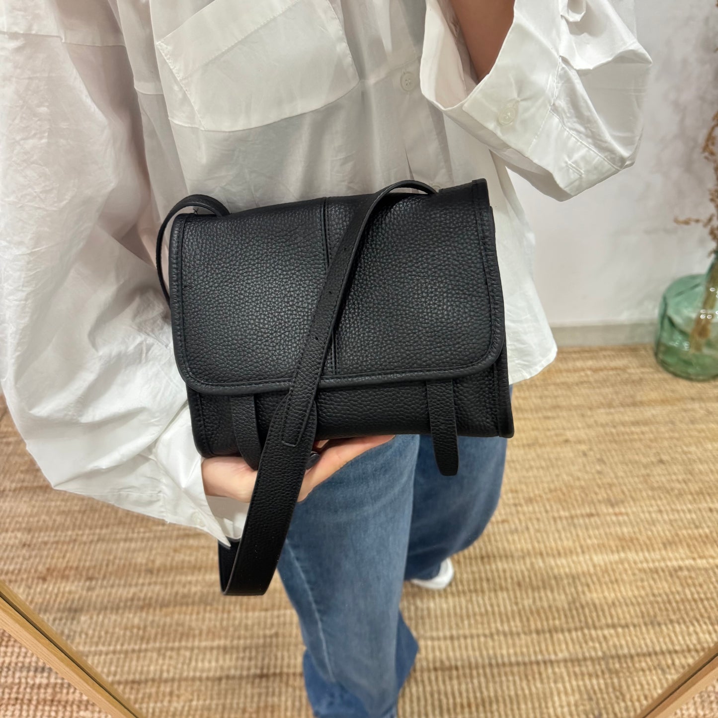 Bolso Satchel en Piel negra