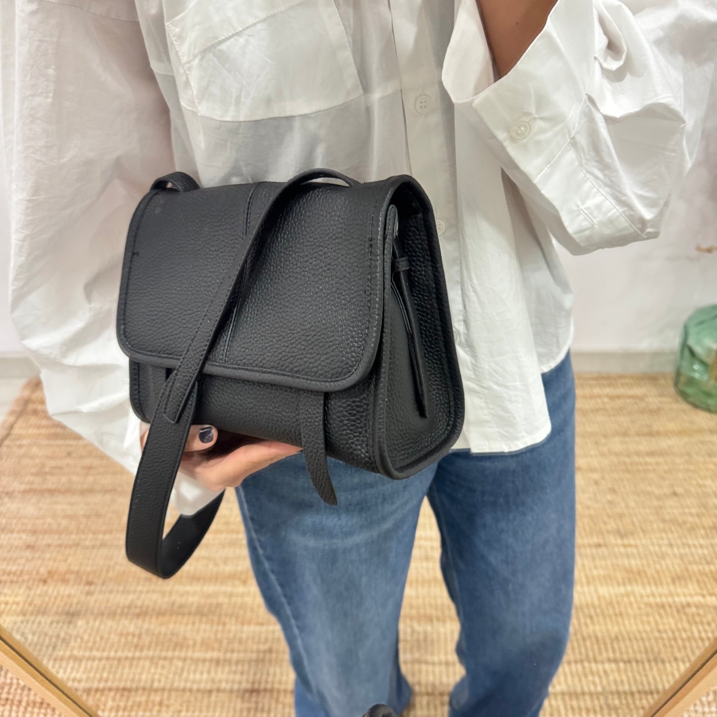 Bolso Satchel en Piel negra