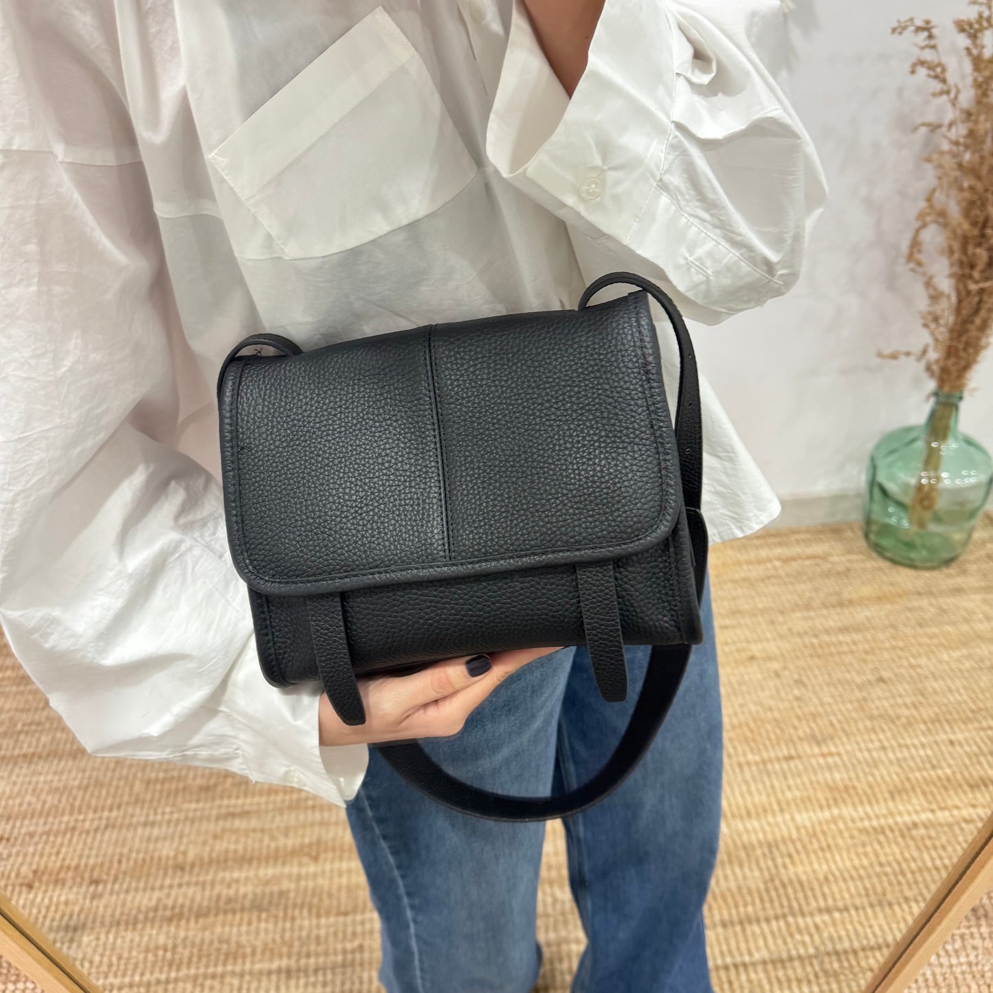 Bolso Satchel en Piel negra