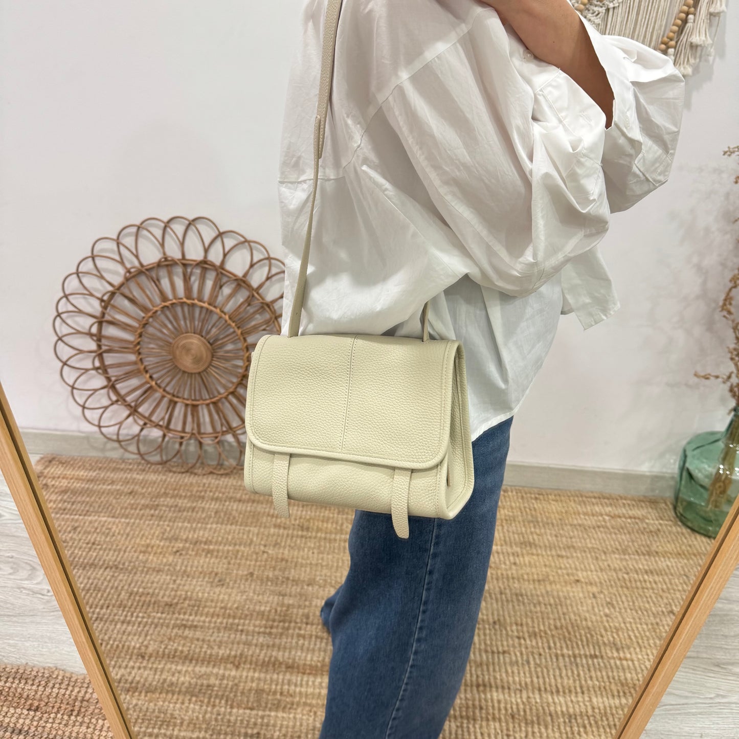 Bolso Satchel en Piel beige