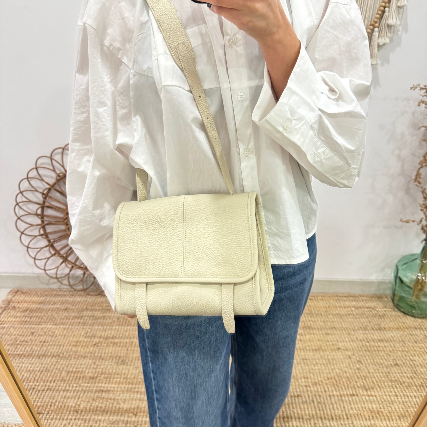 Bolso Satchel en Piel beige