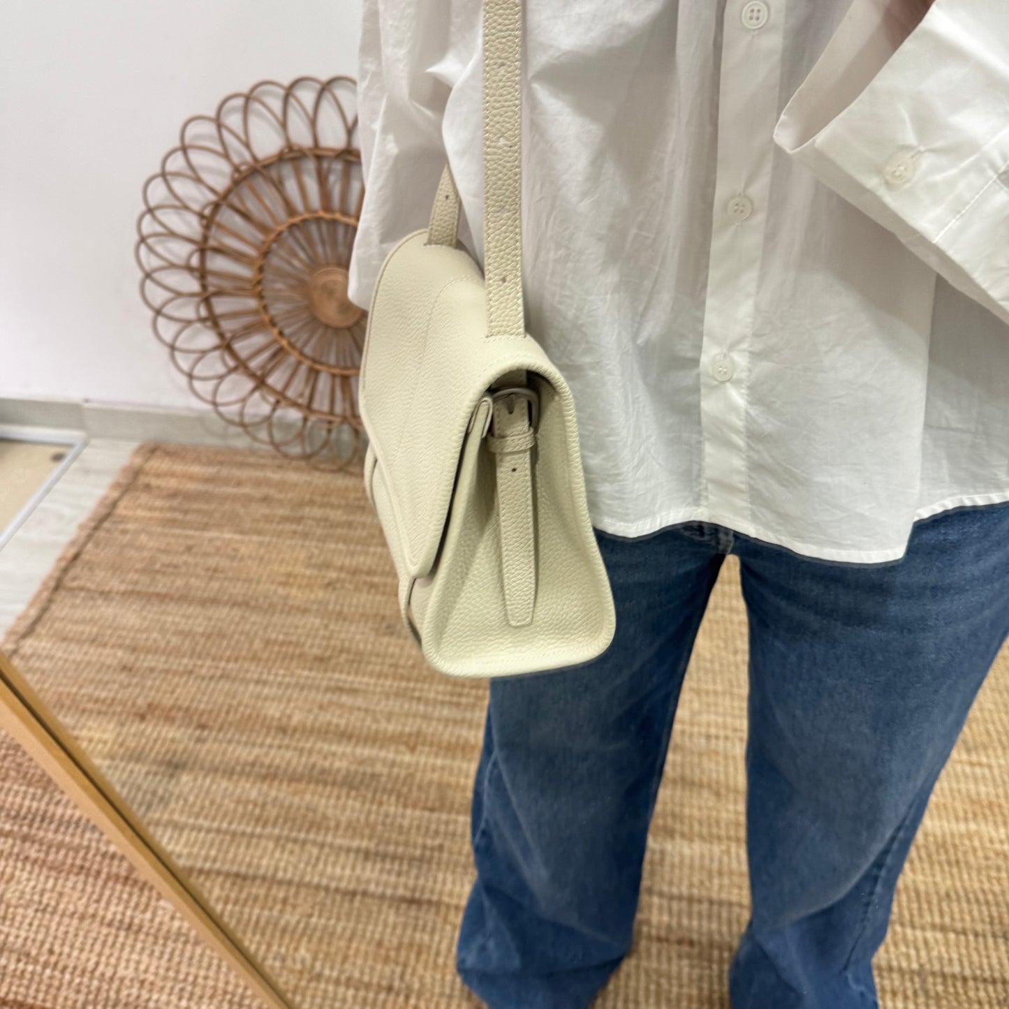 Bolso Satchel en Piel beige