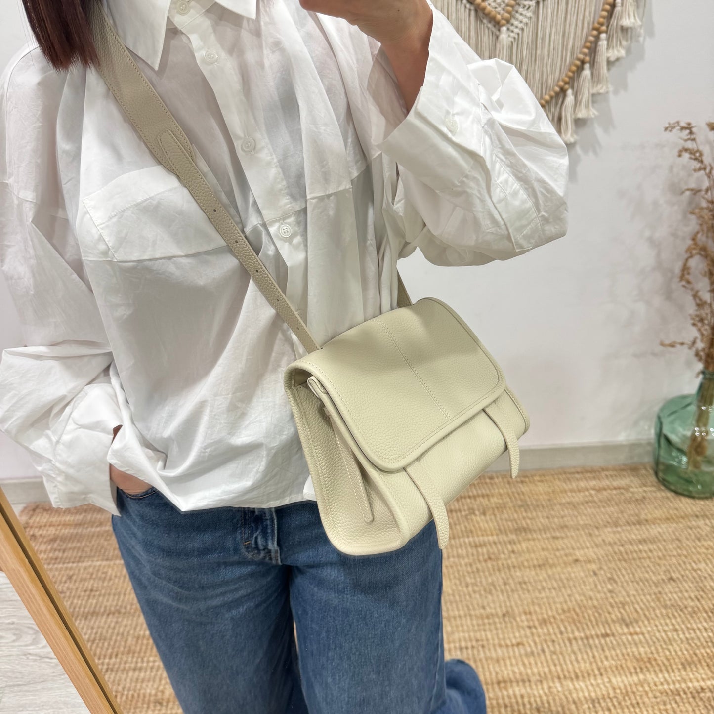 Bolso Satchel en Piel beige