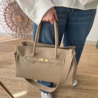 Bolso shopper taupe cierre dorado - Bubbleshopbcn