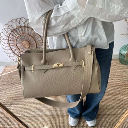 Bolso shopper taupe cierre dorado - Bubbleshopbcn