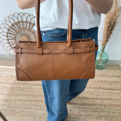 Bolso piel cierre cinturón camel