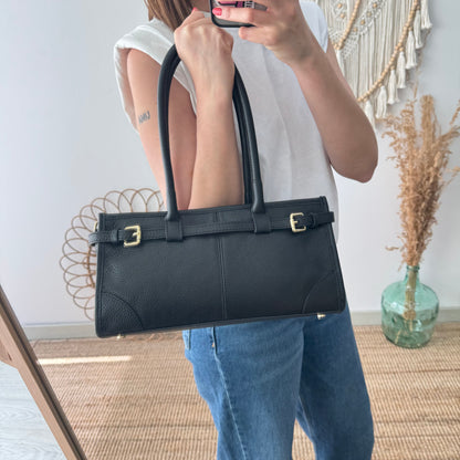 Bolso piel cierre cinturón negro