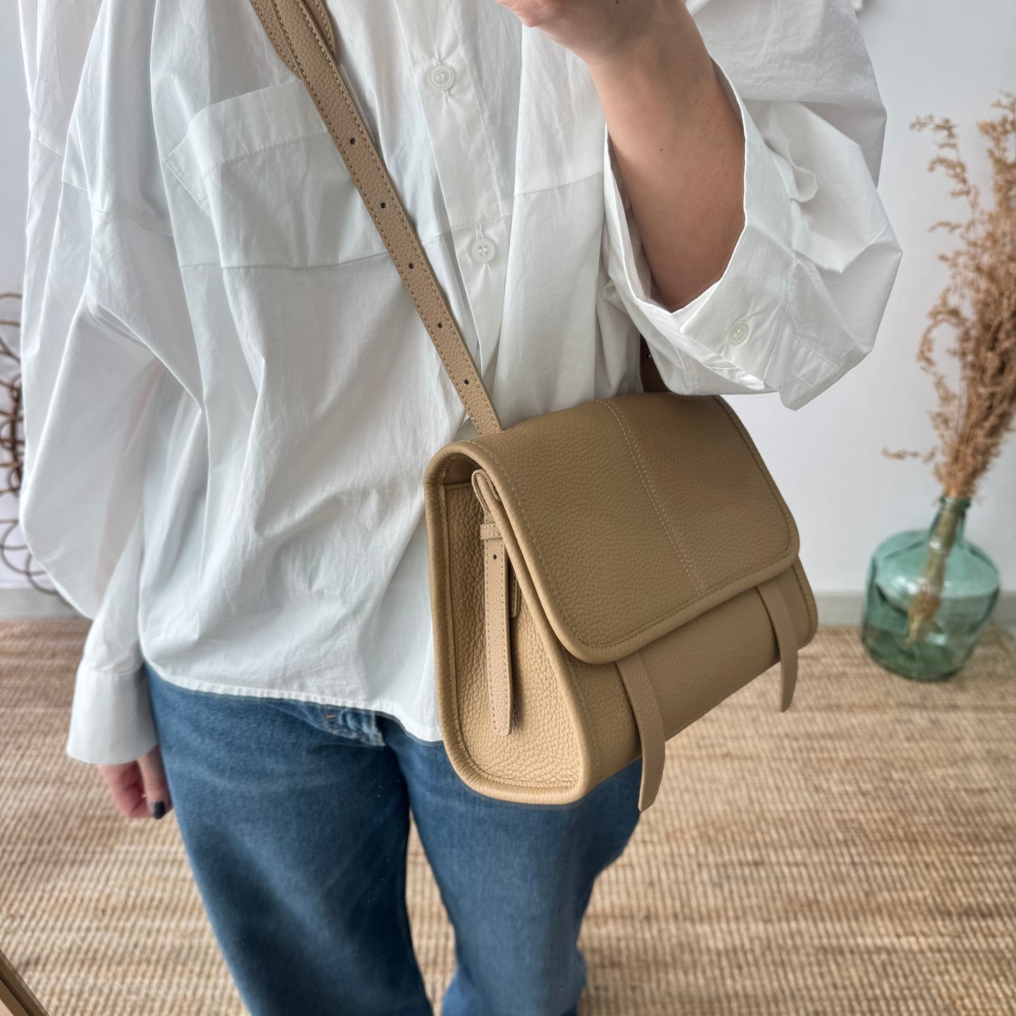 Bolso Satchel en Piel taupe