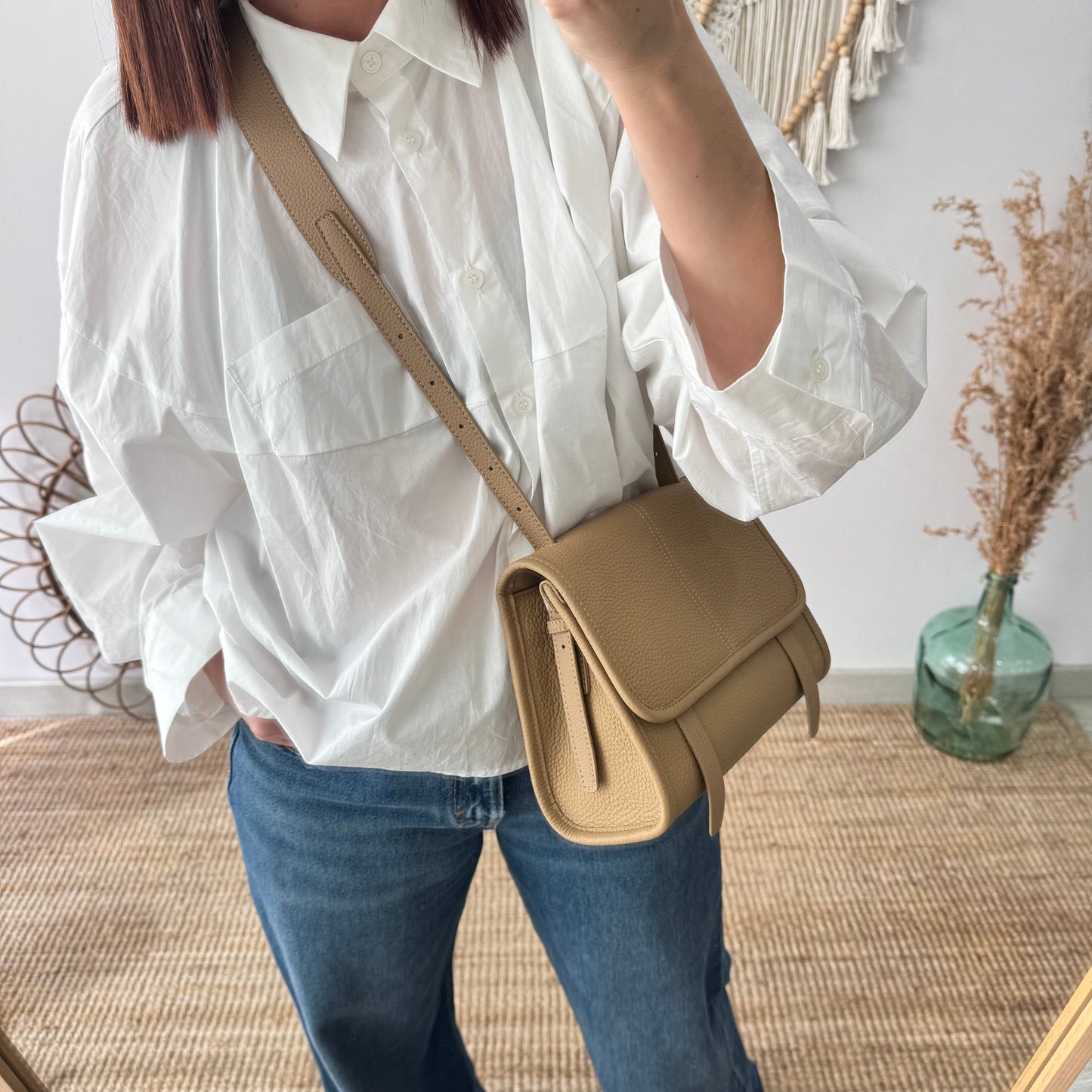 Bolso Satchel en Piel taupe