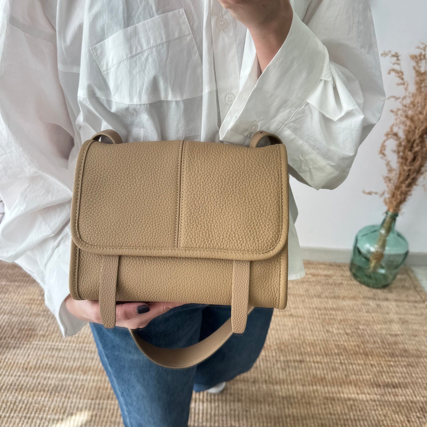 Bolso Satchel en Piel taupe