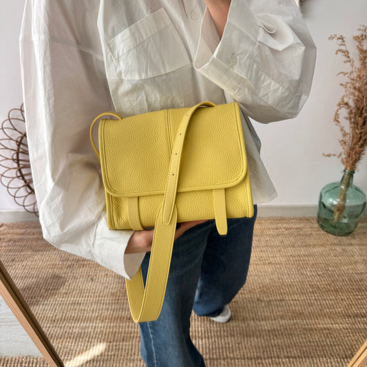 Bolso Satchel en Piel Amarilla