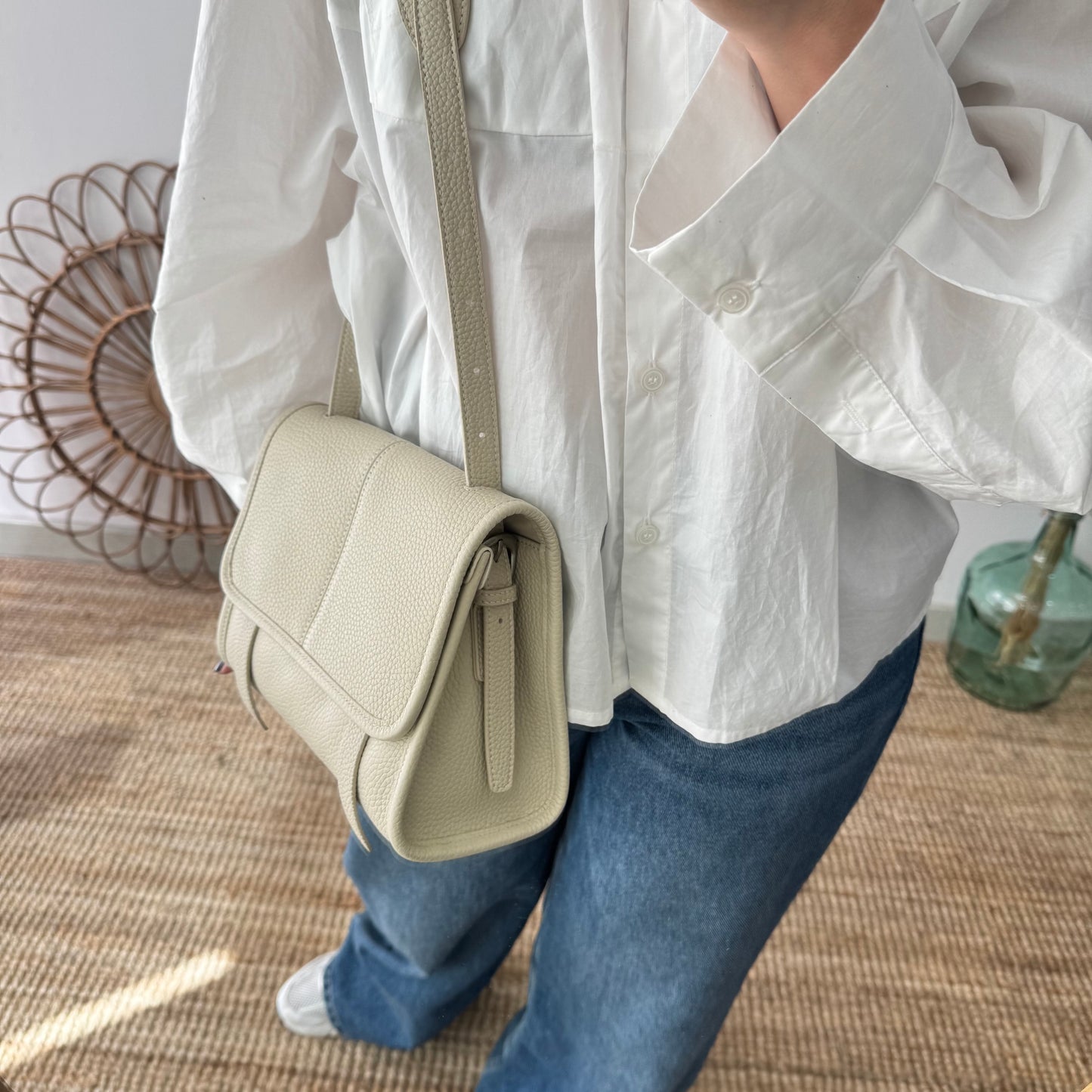 Bolso Satchel en Piel beige