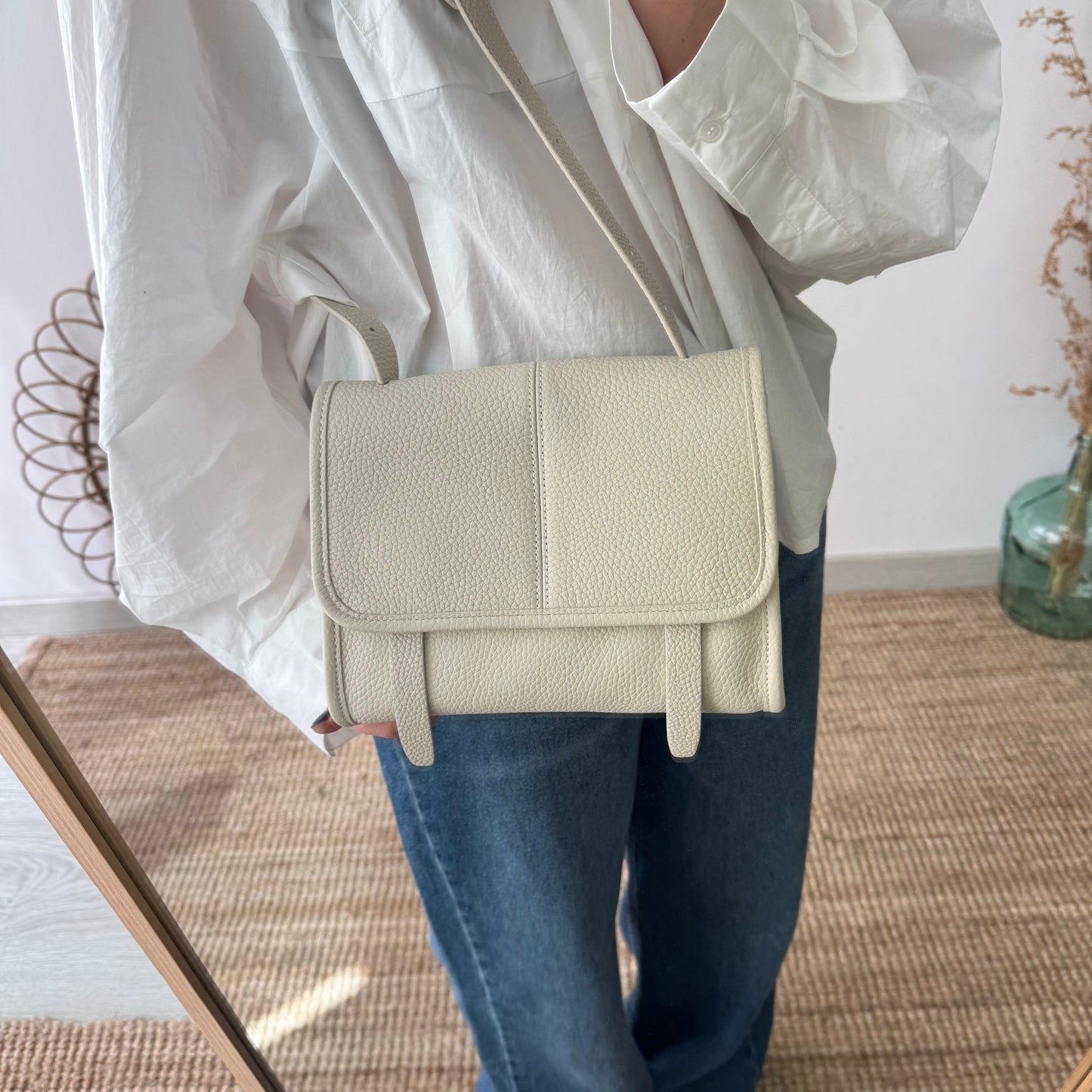 Bolso Satchel en Piel beige