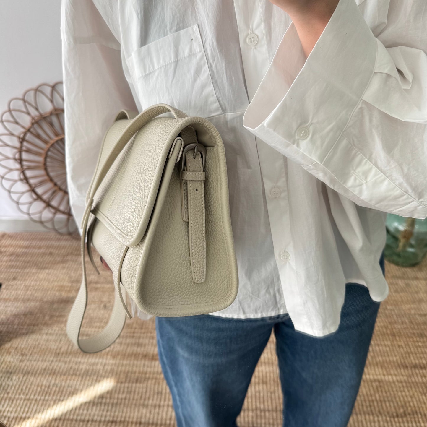 Bolso Satchel en Piel beige