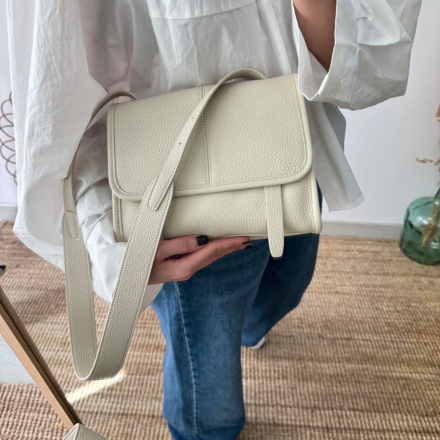 Bolso Satchel en Piel beige