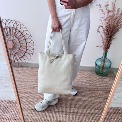 Bolso grande piel  beige personalizado iniciales bordadas