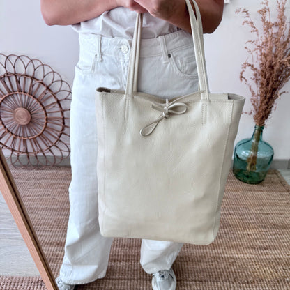 Bolso grande piel  beige personalizado iniciales bordadas