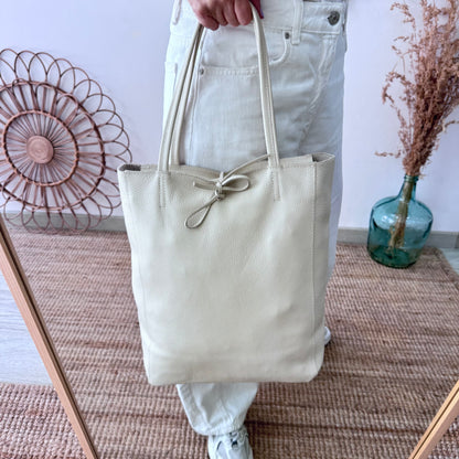 Bolso grande piel  beige personalizado iniciales bordadas