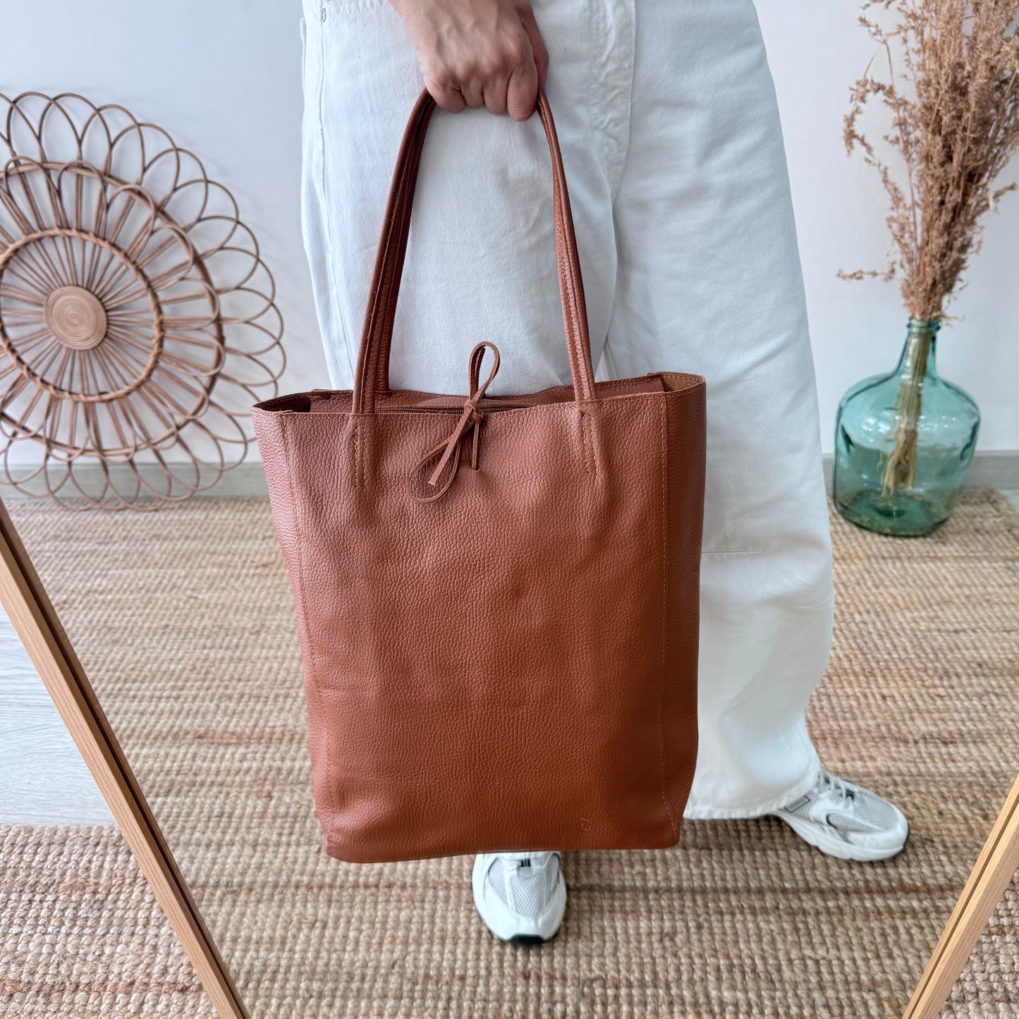 Bolso grande piel personalizado iniciales bordadas